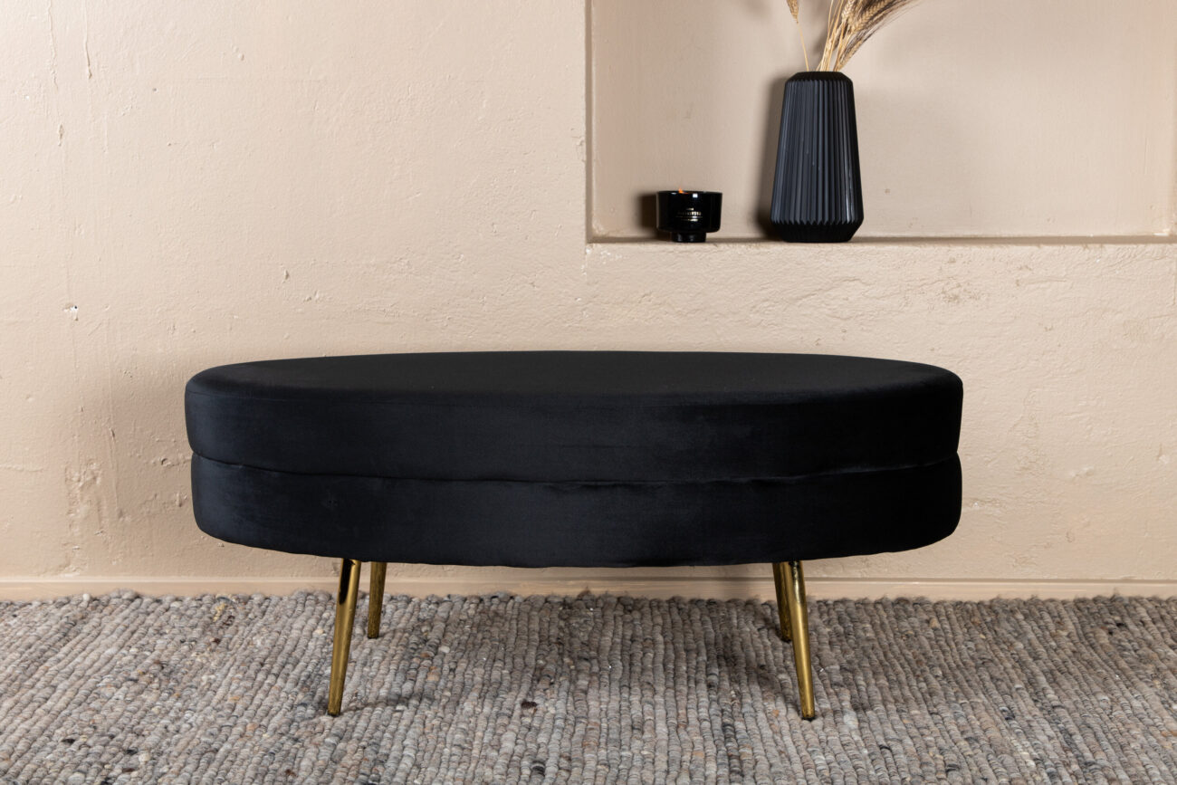 Otto – Ottoman – Noir, Doré – 40 x 41 x 100 cm