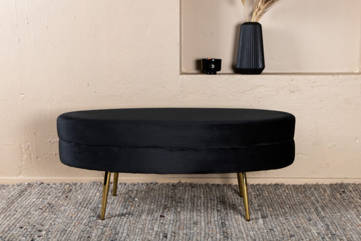 Otto – Ottoman – Noir, Doré – 40 x 41 x 100 cm