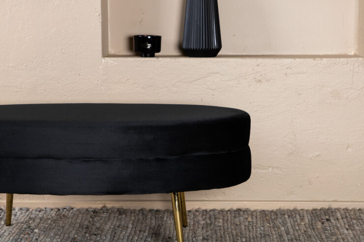 Otto – Ottoman – Noir, Doré – 40 x 41 x 100 cm