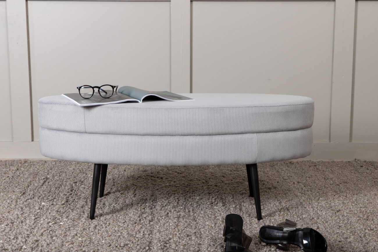 Otto – Ottoman – Noir, Gris – 40 x 41 x 100 cm