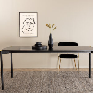 Pelle – Table à manger rectangulaire – Noir – 190 x 90 cm