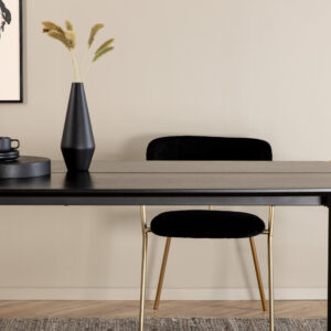 Pelle – Table à manger rectangulaire – Noir – 190 x 90 cm