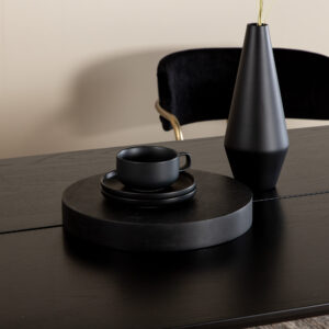 Pelle – Table à manger rectangulaire – Noir – 190 x 90 cm