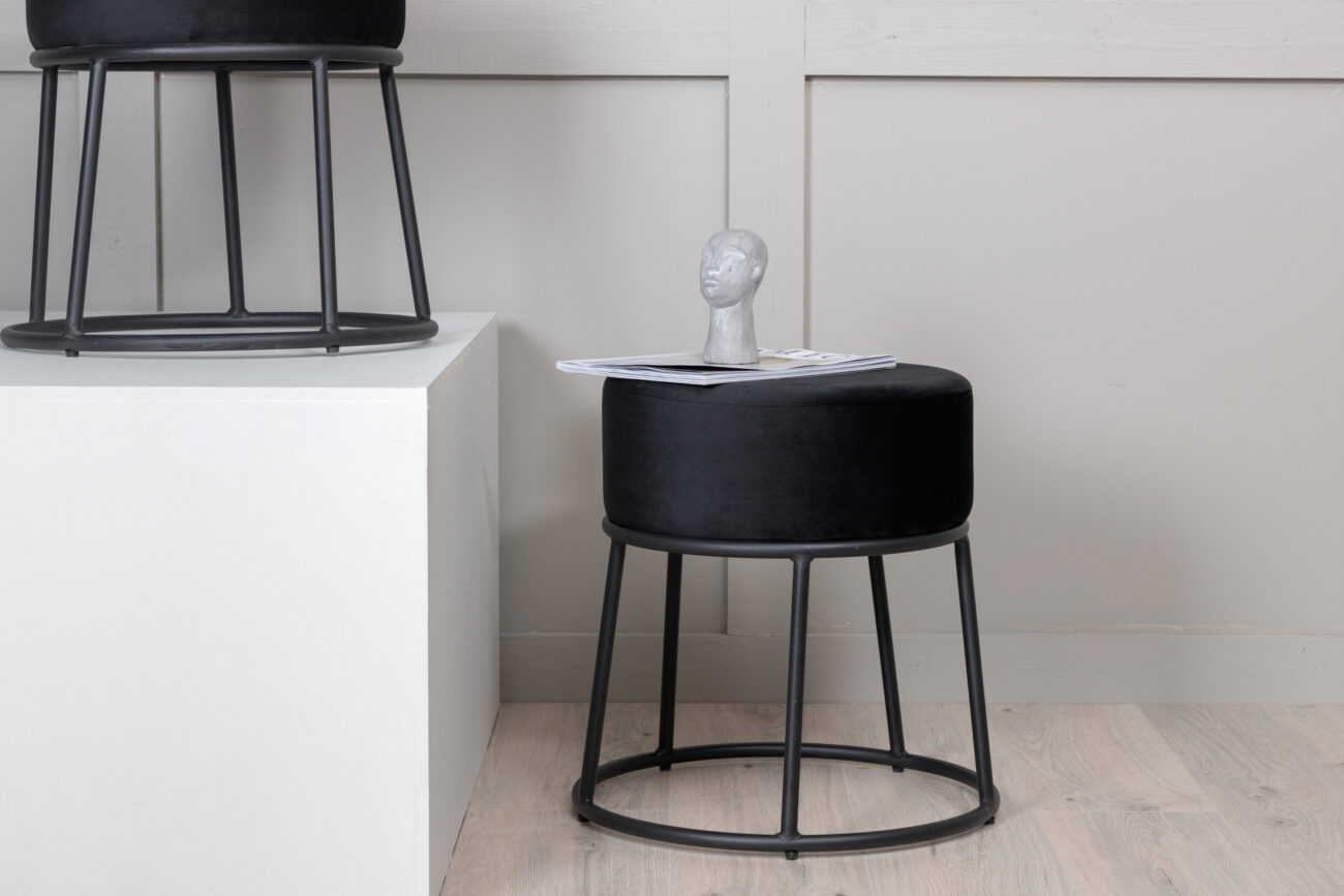 Petra – Pouf – Noir – ⌀46 cm