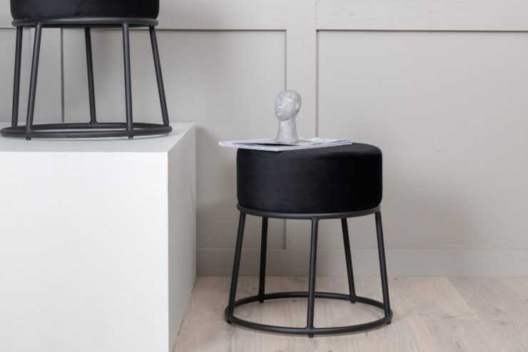 Petra – Pouf – Noir – ⌀46 cm