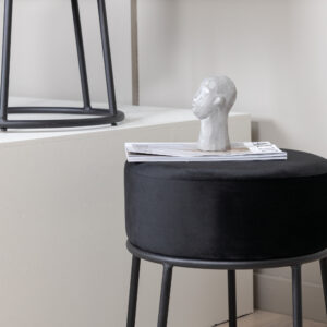 Petra – Pouf – Noir – ⌀46 cm