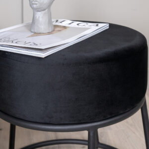 Petra – Pouf – Noir – ⌀46 cm