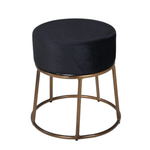 Petra – Pouf – Noir, Cuivré – ⌀46 cm