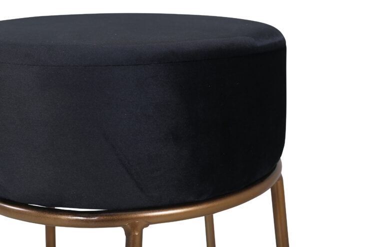 Petra – Pouf – Noir, Cuivré – ⌀46 cm