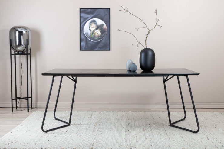 Petra – Table à manger rectangulaire – Noir – 190 x 90 cm