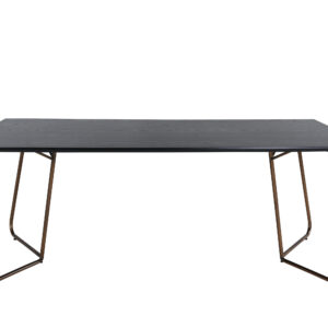 Petra – Table à manger rectangulaire – Noir, Cuivré – 190 x 90 cm