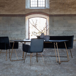 Petra – Table à manger rectangulaire – Noir, Cuivré – 190 x 90 cm