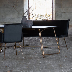 Petra – Table à manger rectangulaire – Noir, Cuivré – 190 x 90 cm