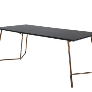 Petra – Table à manger rectangulaire – Noir, Cuivré – 190 x 90 cm