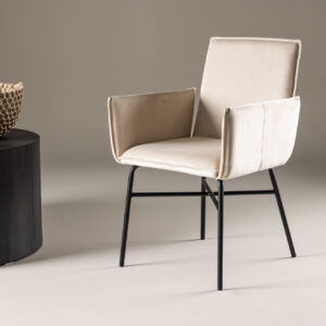 Petra – Chaise de salle à manger – Beige, Noir – 60 x 87 x 57 cm