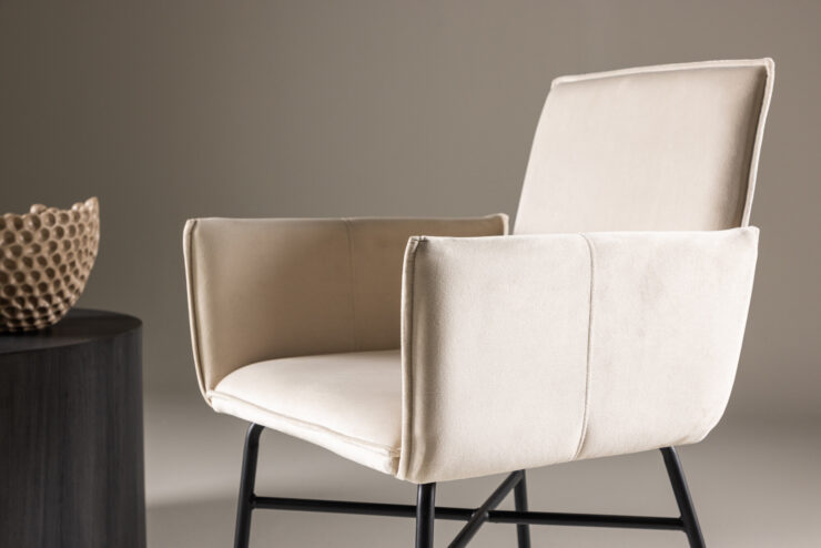 Petra – Chaise de salle à manger – Beige, Noir – 60 x 87 x 57 cm