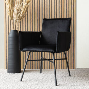 Petra – Chaise de salle à manger – Noir – 60 x 87 x 57 cm