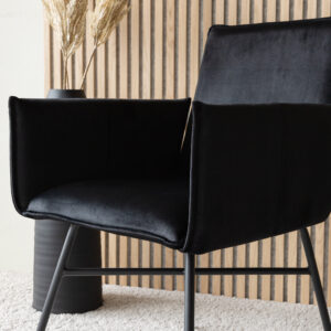 Petra – Chaise de salle à manger – Noir – 60 x 87 x 57 cm