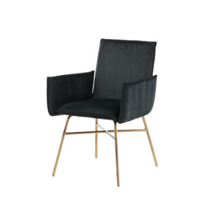 Petra – Chaise de salle à manger – Noir, Cuivré – 60 x 87 x 57 cm