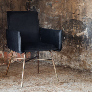 Petra – Chaise de salle à manger – Noir, Cuivré – 60 x 87 x 57 cm