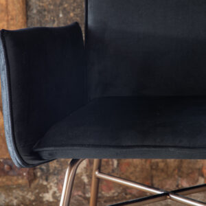 Petra – Chaise de salle à manger – Noir, Cuivré – 60 x 87 x 57 cm