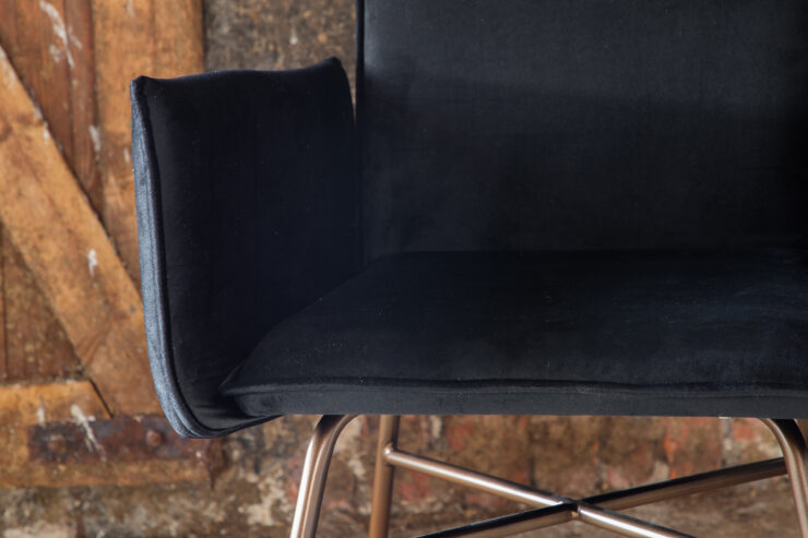 Petra – Chaise de salle à manger – Noir, Cuivré – 60 x 87 x 57 cm