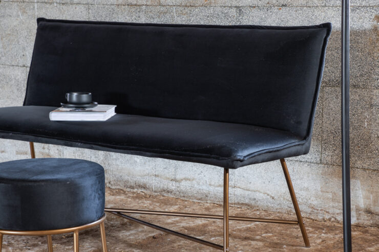 Petra – Canapé 3 places – Noir, Cuivré – 67 x 86 x 160 cm
