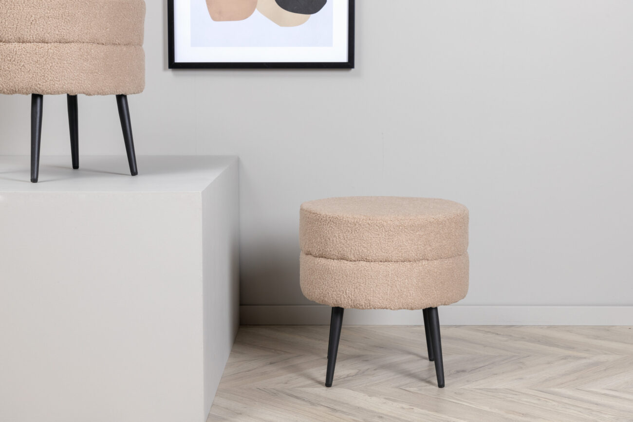 Pot – Pouf – Beige, Noir – ⌀40 cm