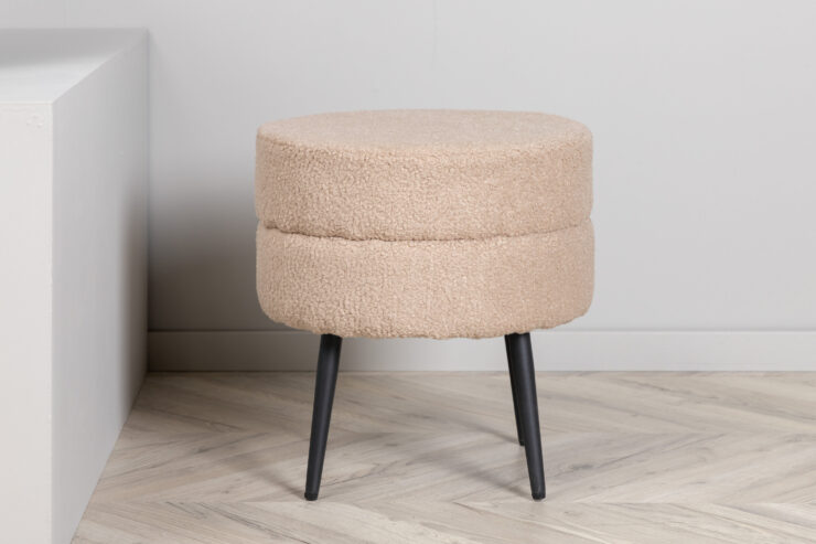 Pot – Pouf – Beige, Noir – ⌀40 cm