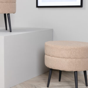 Pot – Pouf – Beige, Noir – ⌀40 cm