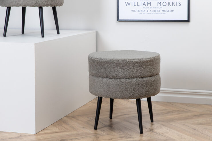Pot – Pouf – Noir, Gris – ⌀40 cm