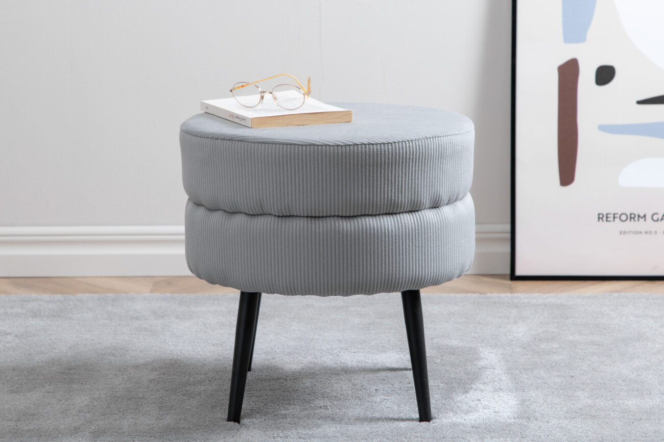 Pot – Pouf – Noir, Gris – ⌀40 cm