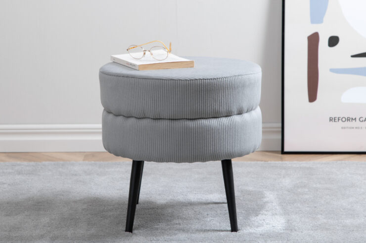 Pot – Pouf – Noir, Gris – ⌀40 cm