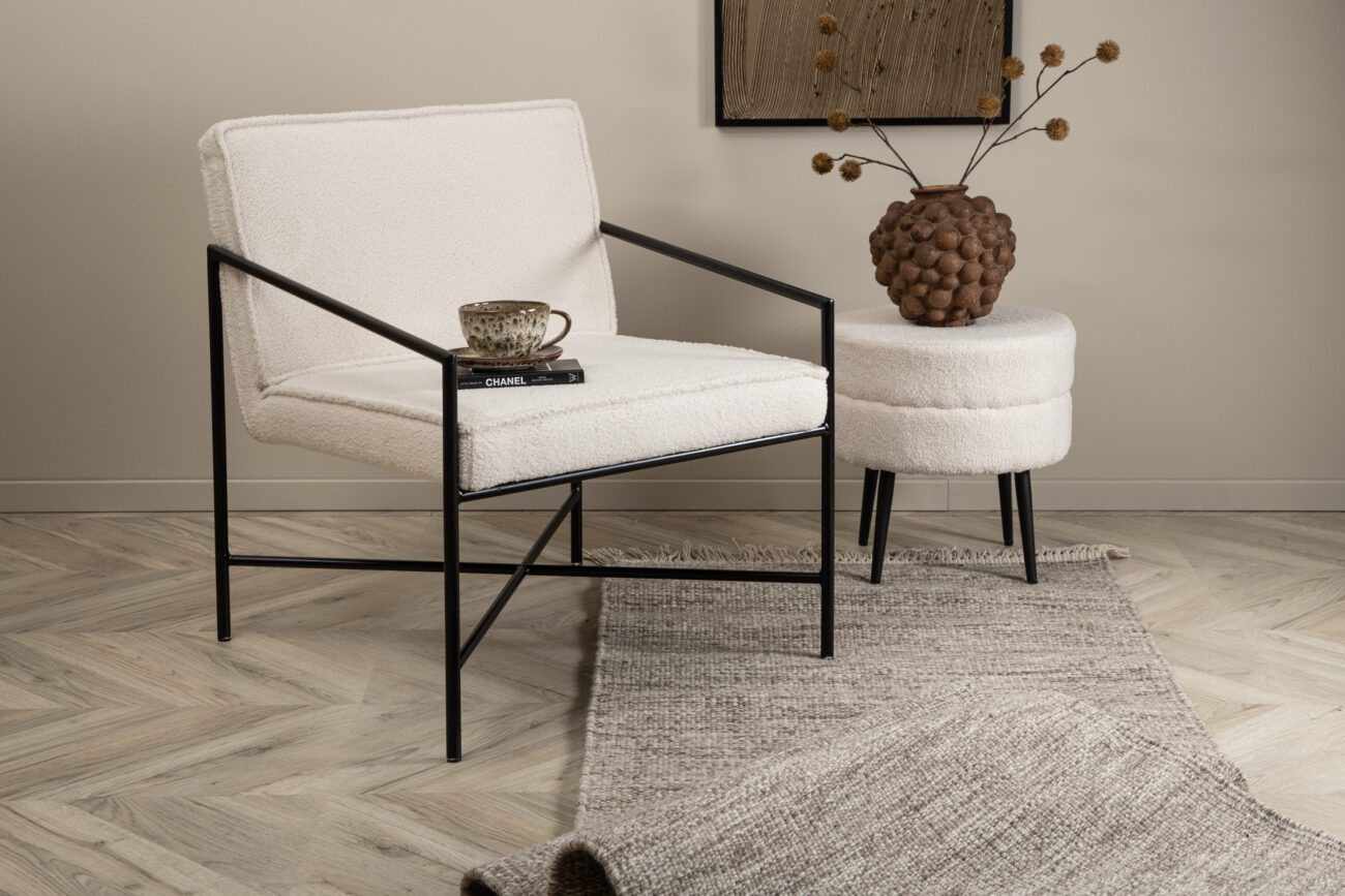 Rakel – Armchair – Blanc cassé, Noir – 72 x 78 x 65 cm