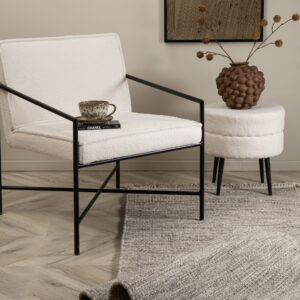 Rakel – Armchair – Blanc cassé, Noir – 72 x 78 x 65 cm