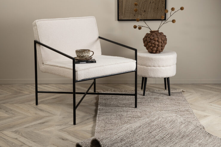 Rakel – Armchair – Blanc cassé, Noir – 72 x 78 x 65 cm
