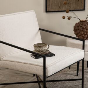 Rakel – Armchair – Blanc cassé, Noir – 72 x 78 x 65 cm