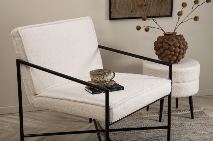 Rakel – Armchair – Blanc cassé, Noir – 72 x 78 x 65 cm