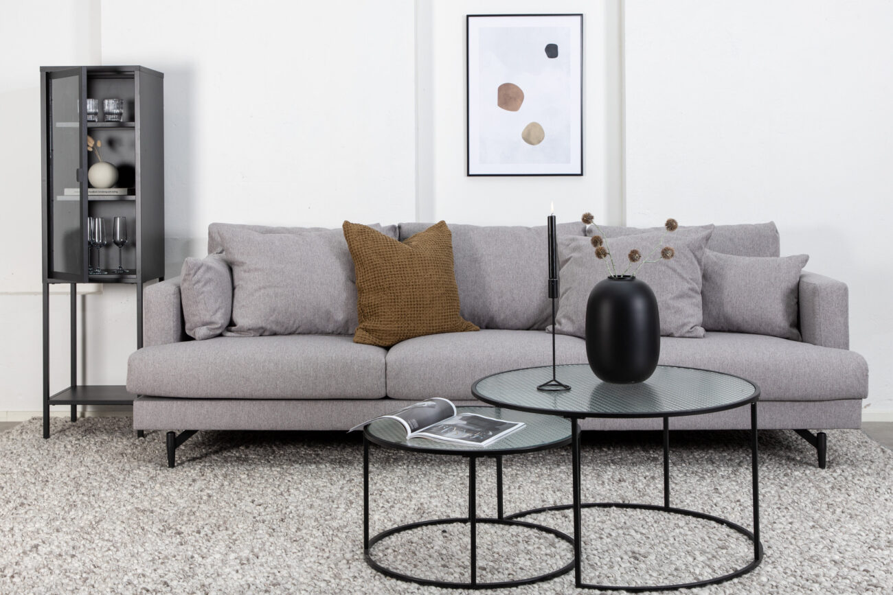 Sofia – Canapé 3 places – Noir, Gris – 86 x 86 x 260 cm