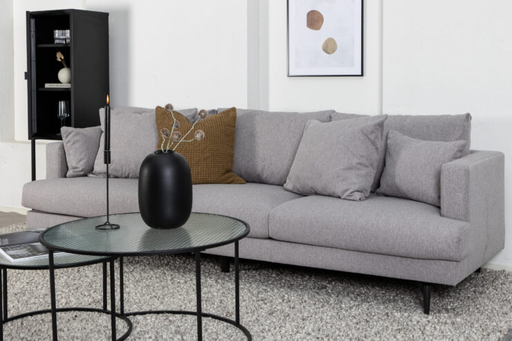 Sofia – Canapé 3 places – Noir, Gris – 86 x 86 x 260 cm