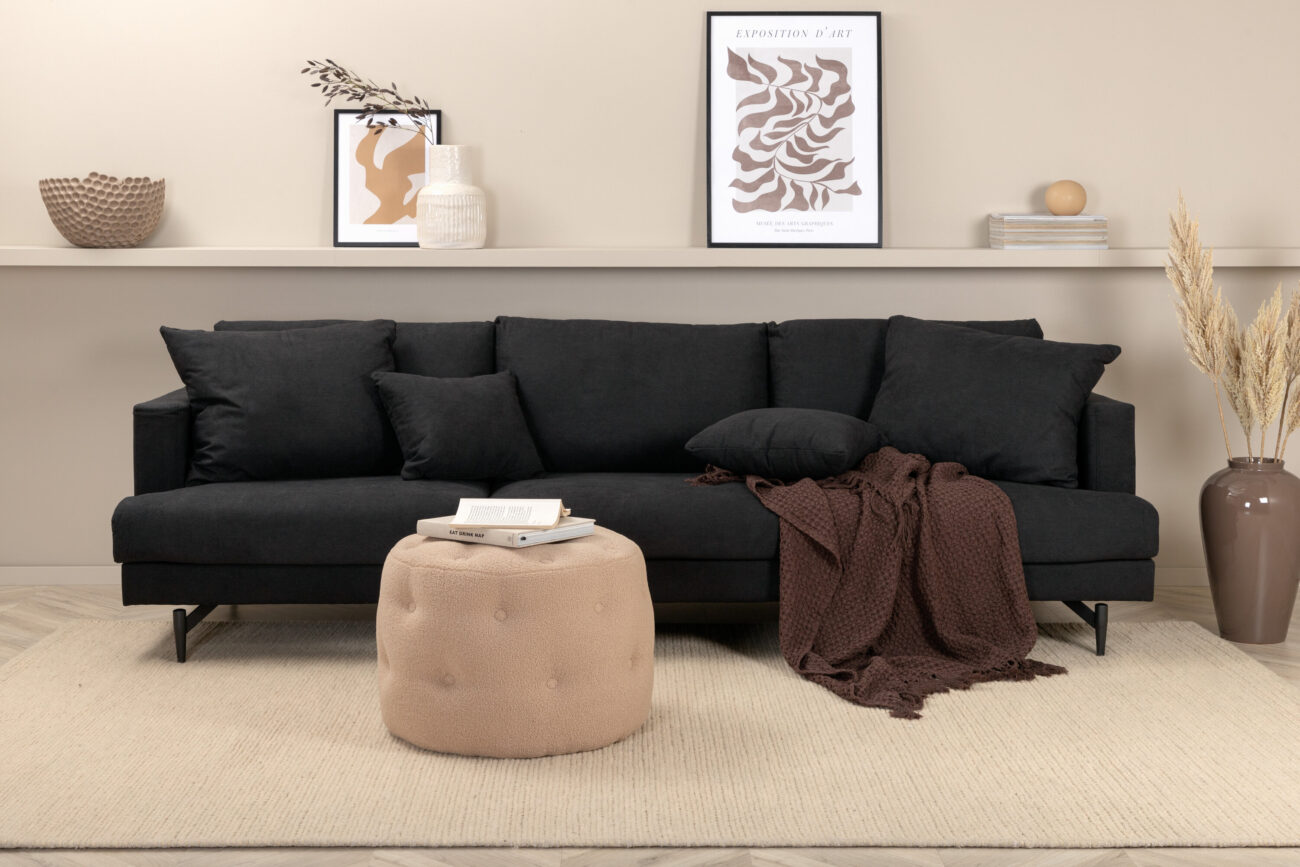 Sofia – Canapé 3 places – Noir – 86 x 86 x 260 cm