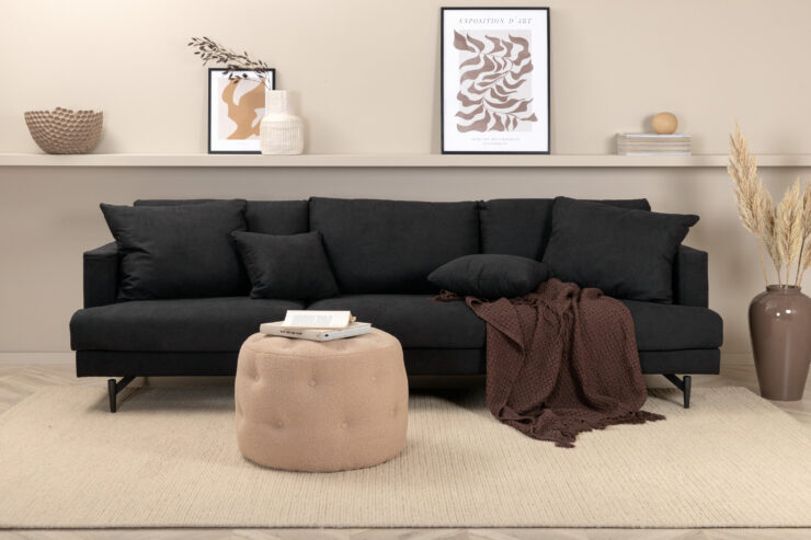 Sofia – Canapé 3 places – Noir – 86 x 86 x 260 cm
