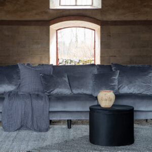 Sofia – Canapé 3 places – Noir, Gris foncé – 86 x 86 x 260 cm