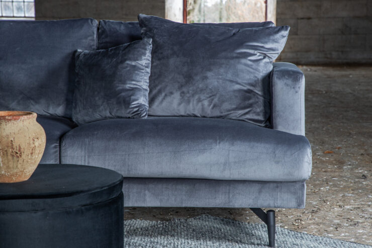 Sofia – Canapé 3 places – Noir, Gris foncé – 86 x 86 x 260 cm