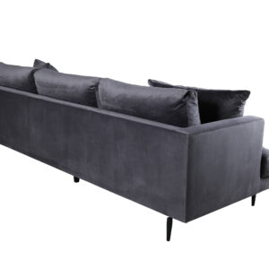 Sofia – Canapé 3 places – Noir, Gris foncé – 86 x 86 x 260 cm