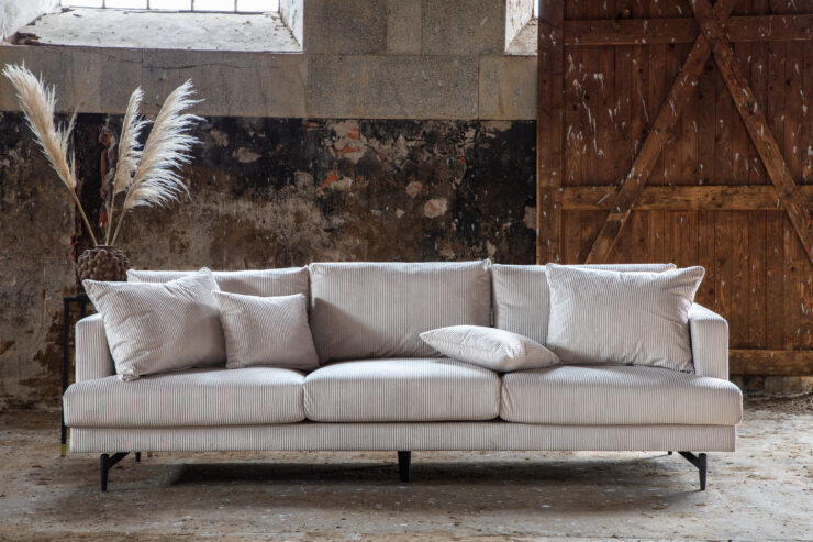 Sofia – Canapé 3 places – Beige, Noir – 86 x 86 x 260 cm