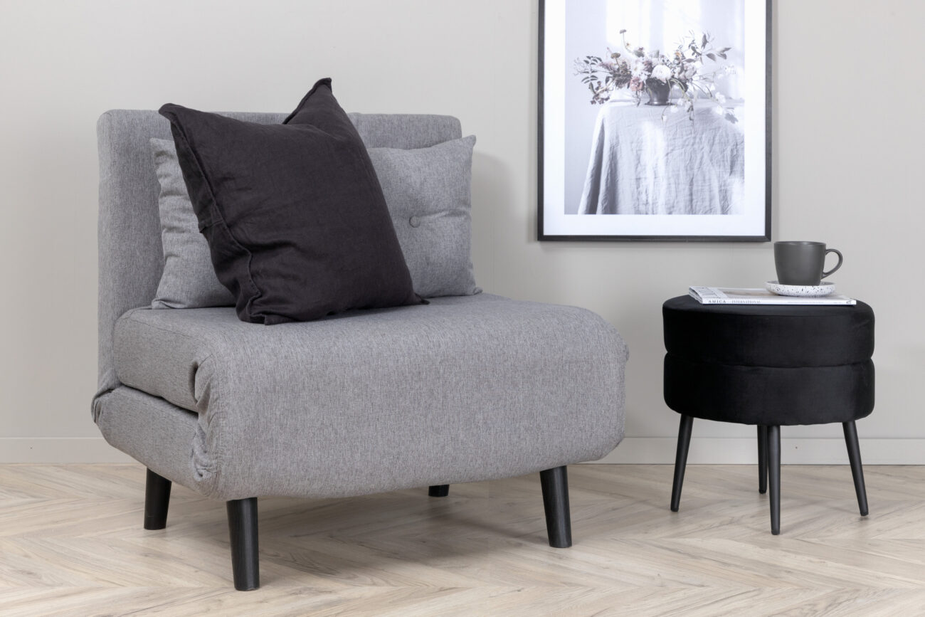 Vicky – Lit pliant – Noir, Gris – 80 x 88 x 70 cm