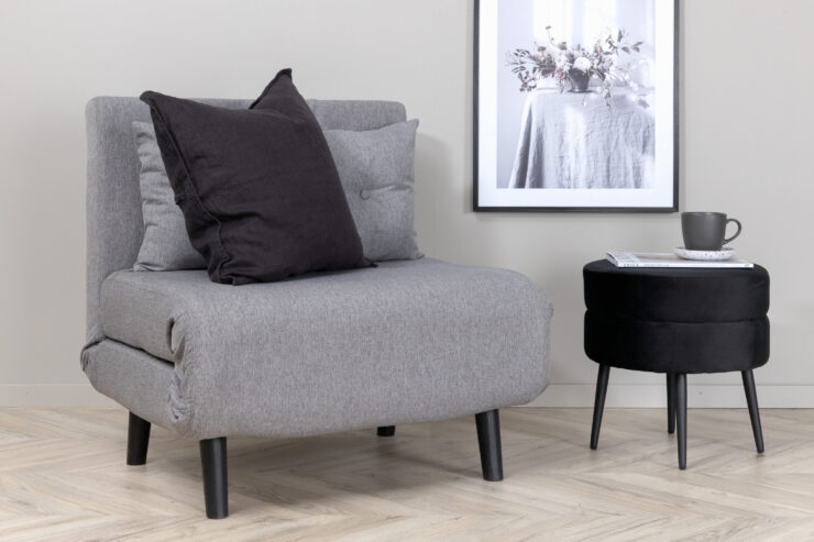 Vicky – Lit pliant – Noir, Gris – 80 x 88 x 70 cm