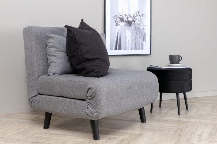 Vicky – Lit pliant – Noir, Gris – 80 x 88 x 70 cm