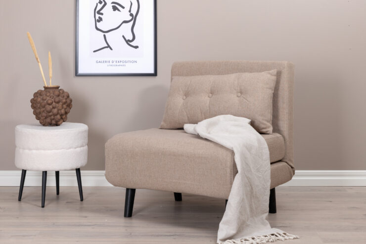Vicky – Lit pliant – Beige, Noir – 80 x 88 x 70 cm